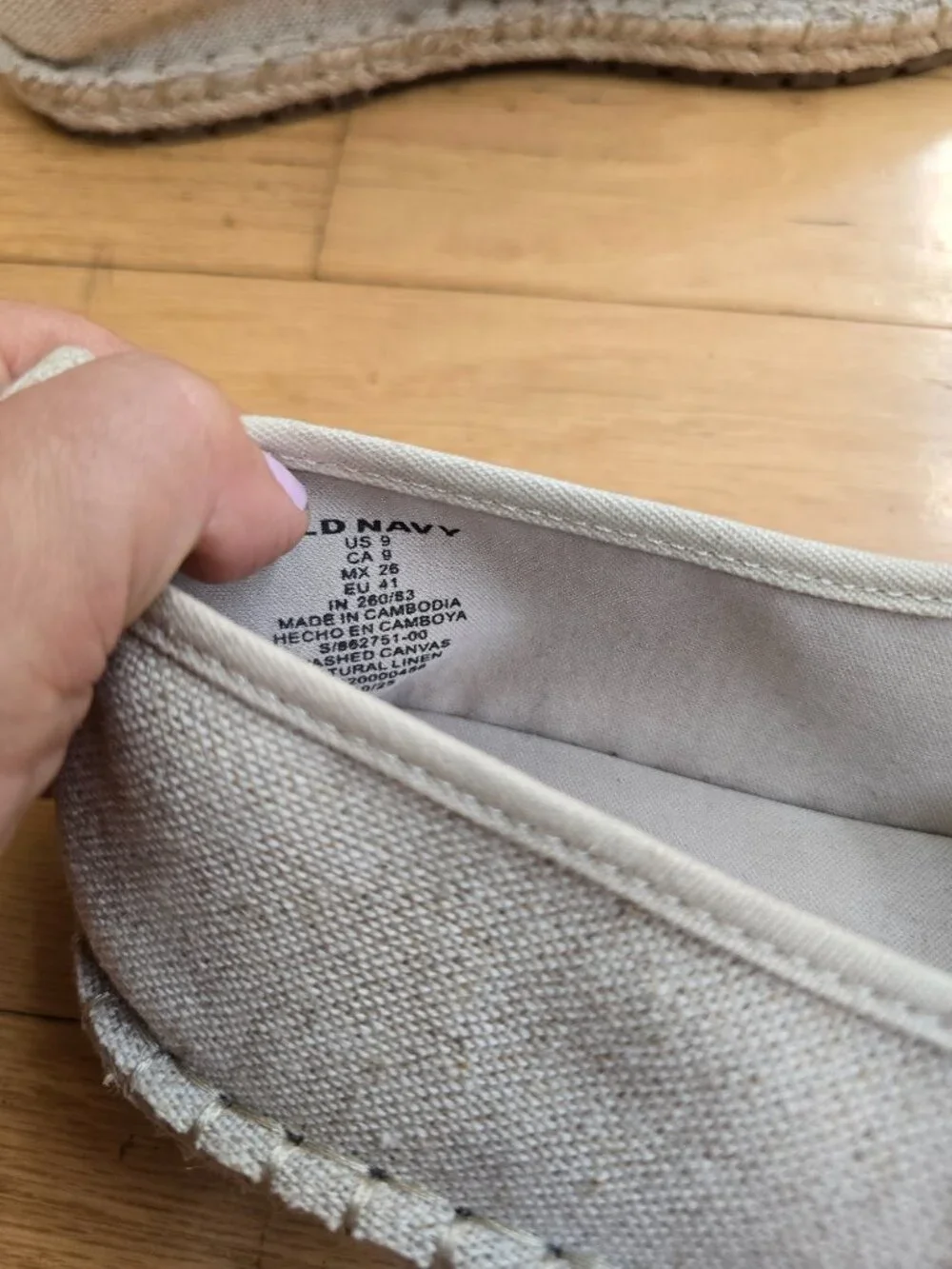 Minimalist Natural Oatmeal Canvas Espadrille Mary Jane BalletCore Flats WMS 9